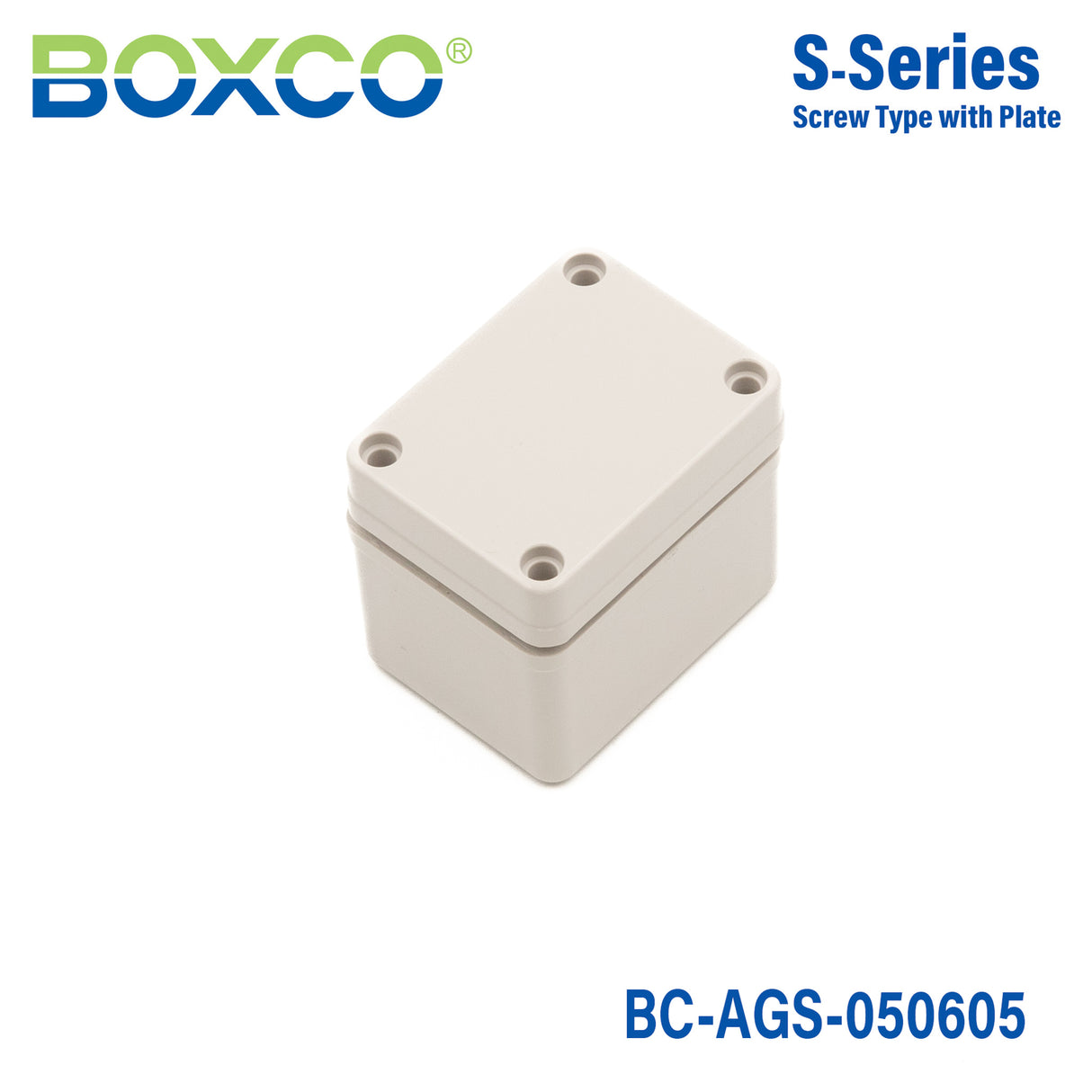 Boxco S-Series 1.97 x 2.56 x 2.17 Inches(50x65x55mm) Plastic Enclosure, IP67, IK08, ABS, Grey Cover, Screw Type