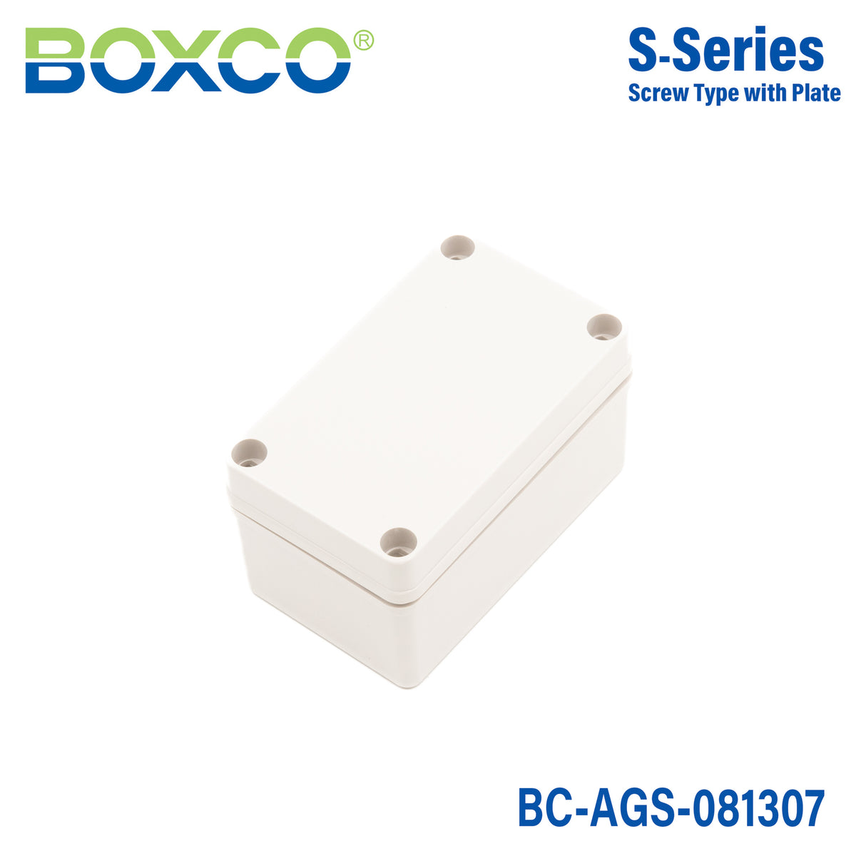 Boxco S-Series 3.15 x 5.12 x 2.76 Inches(80x130x70mm) Plastic Enclosure, IP67, IK08, ABS, Grey Cover, Screw Type