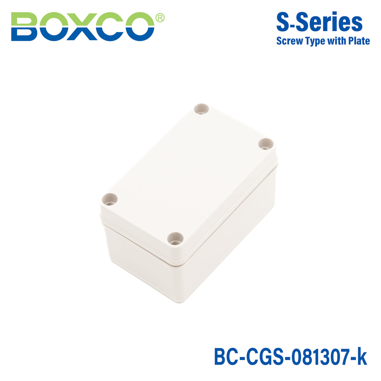 Boxco S-Series 3.15 x 5.12 x 2.76 Inches(80 x 130 x 70mm) Plastic Enclosure, IP67, IK08, PC, Grey Cover, Screw Type