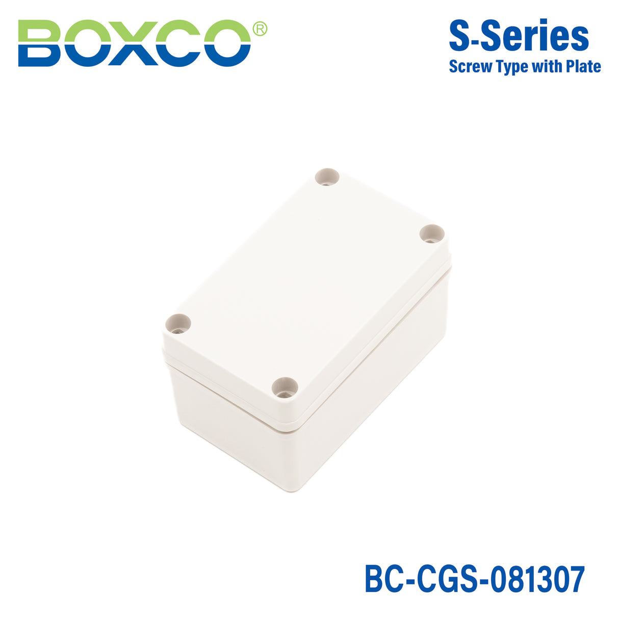 Boxco S-Series 3.15 x 5.12 x 2.76 Inches(80x130x70mm) Plastic Enclosure, IP67, IK08, PC, Grey Cover, Screw Type