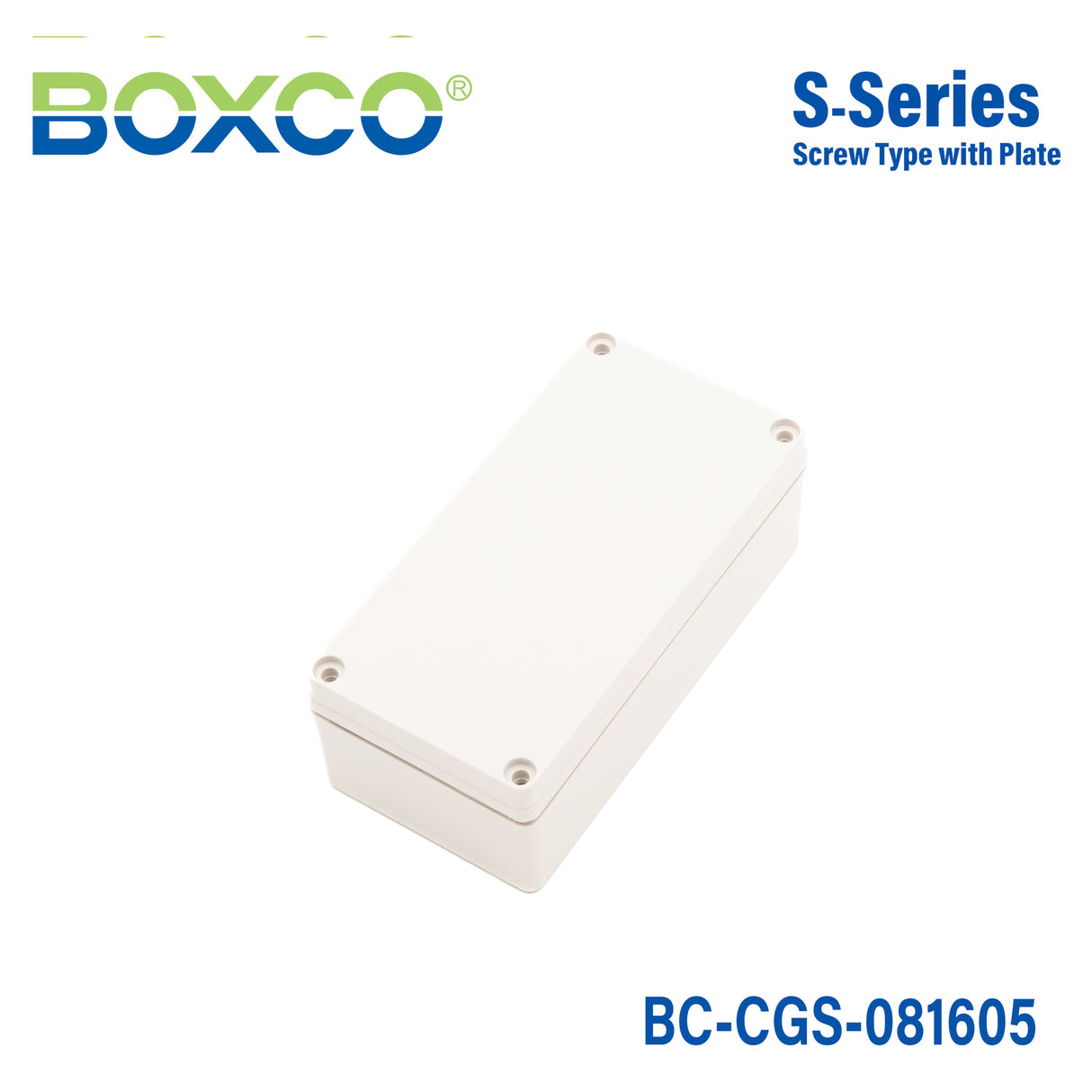 Boxco S-Series 3.15 x 6.3 x 2.17 Inches(80x160x55mm) Plastic Enclosure, IP67, IK08, PC, Grey Cover, Screw Type