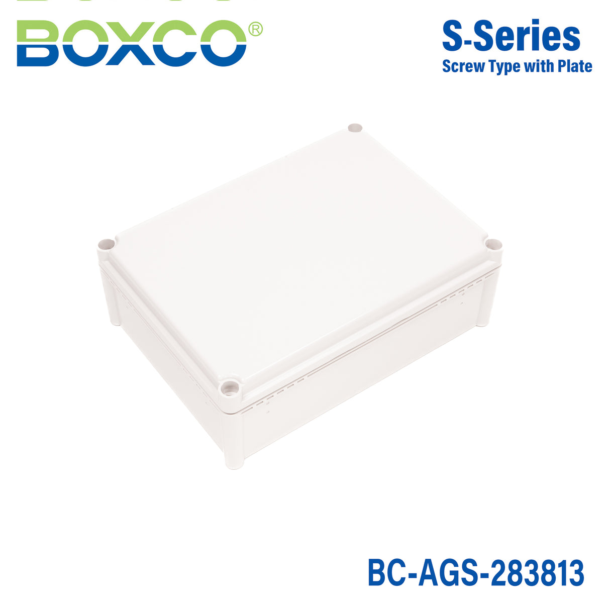 Boxco S-Series 11.02 x 14.96 x 5.12 Inches(280x380x130mm) Plastic Enclosure, IP67, IK08, ABS, Grey Cover, Screw Type