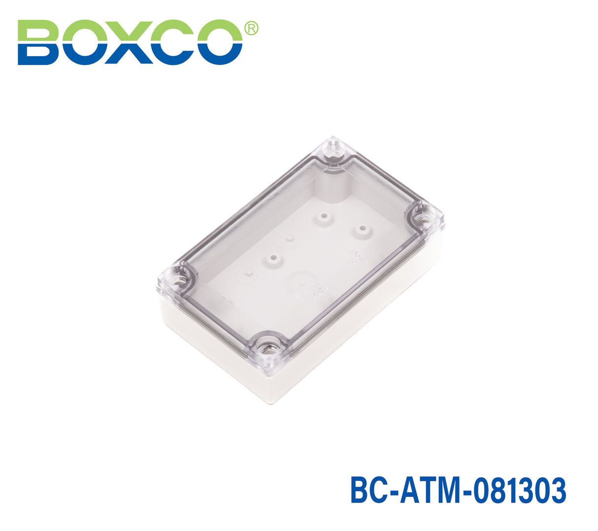 Boxco M-Series 3.15 x 5.12 x 3.35 Inches(80 x 130 x 85mm) Plastic Enclosure, IP67, IK08, ABS, Transparent Cover, Screw Type