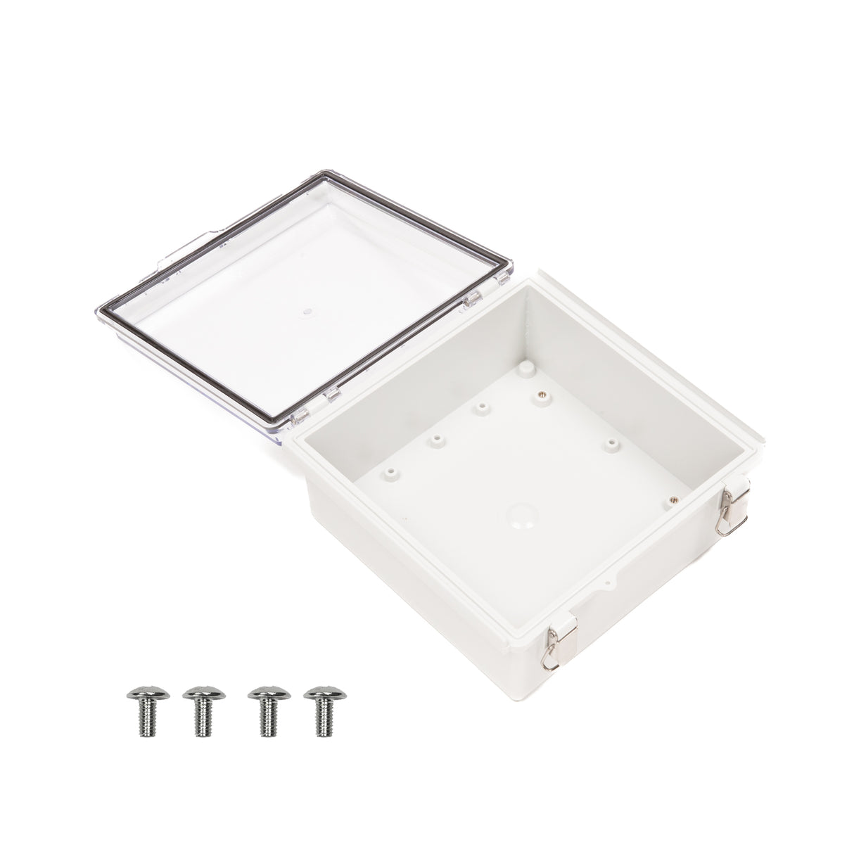 Boxco P-Series 8.27 x 8.27 x 3.94 Inches(210 x 210 x 100mm) Plastic Enclosure, IP67, IK08, PC, Transparent Cover, Molded Hinge and Latch Type - PHOTO 2