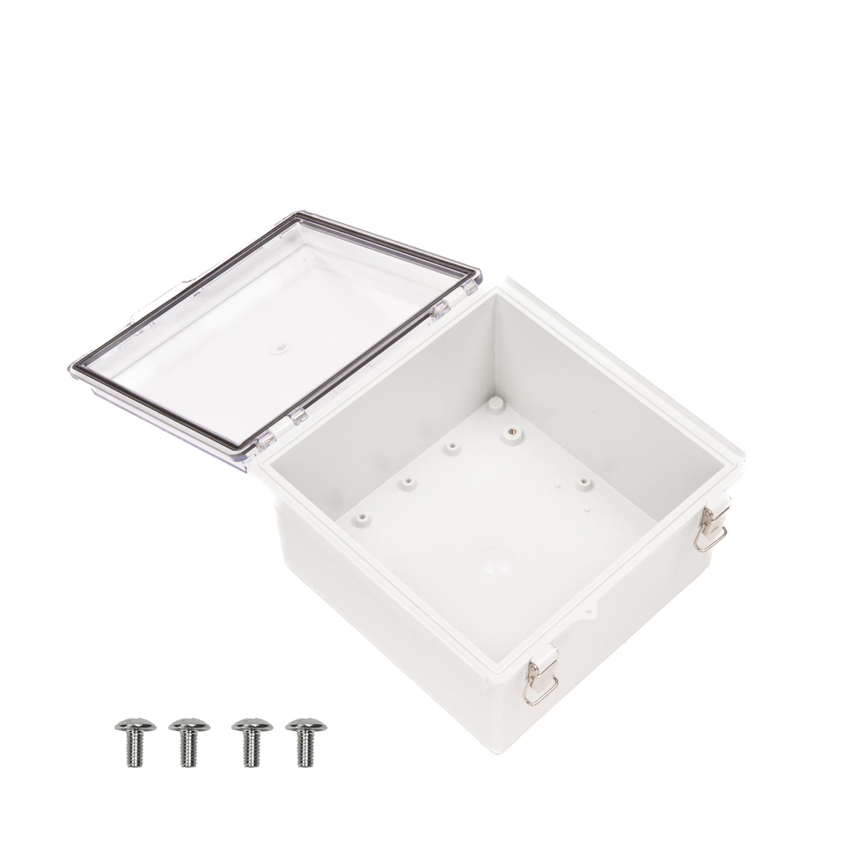 Boxco P-Series 8.27 x 8.27 x 5.12 Inches(210 x 210 x 130mm) Plastic Enclosure, IP67, IK08, ABS, Transparent Cover, Molded Hinge and Latch Type - PHOTO 3