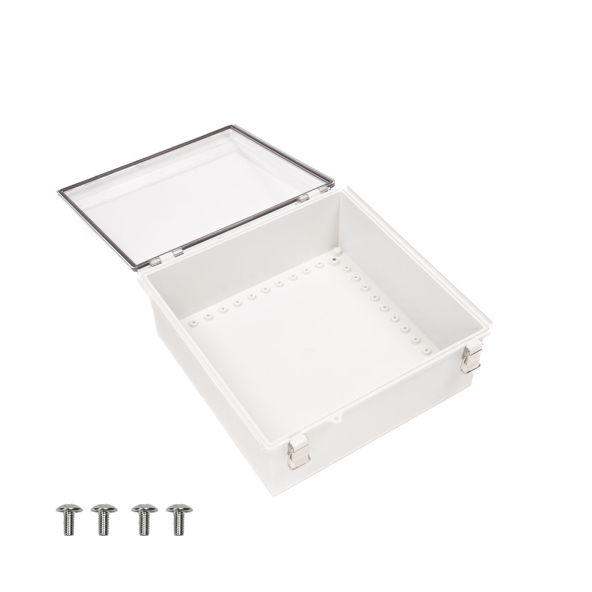 Boxco P-Series 13.78 x 13.78 x 5.91 Inches(350 x 350 x 150mm) Plastic Enclosure, IP67, IK08, ABS, Transparent Cover, Molded Hinge and Latch Type - PHOTO 3