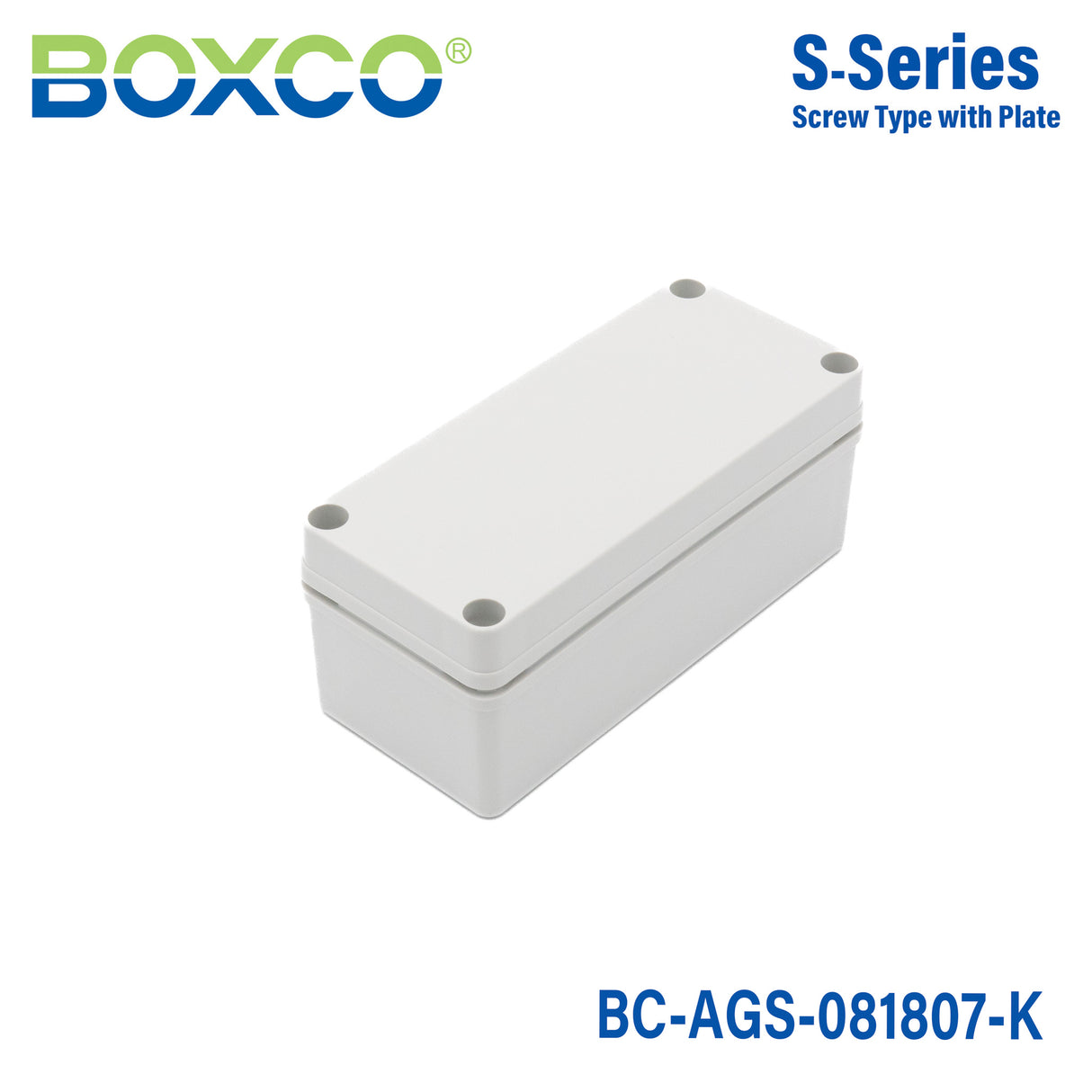 Boxco S-Series 3.15 x 7.09 x 2.76 Inches(80 x 180 x 70mm) Plastic Enclosure, IP67, IK08, ABS, Grey Cover, Screw Type