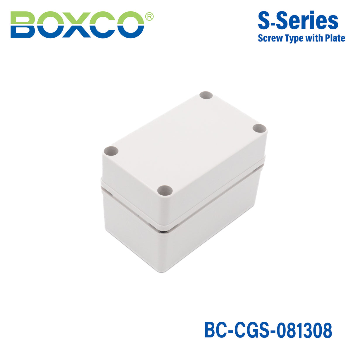 Boxco S-Series 3.15 x 5.12 x 3.35 Inches(80x130x85mm) Plastic Enclosure, IP67, IK08, PC, Grey Cover, Screw Type