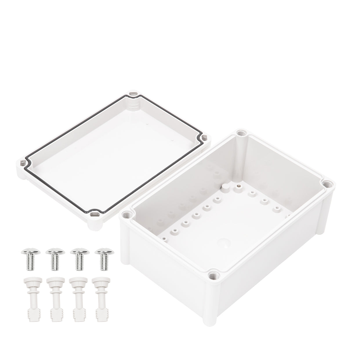 Boxco S-Series 7.48 x 11.02 x 5.12 Inches(190x280x130mm) Plastic Enclosure, IP67, IK08, PC, Grey Cover, Screw Type - PHOTO 2