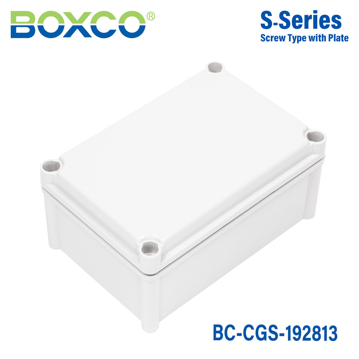Boxco S-Series 7.48 x 11.02 x 5.12 Inches(190x280x130mm) Plastic Enclosure, IP67, IK08, PC, Grey Cover, Screw Type