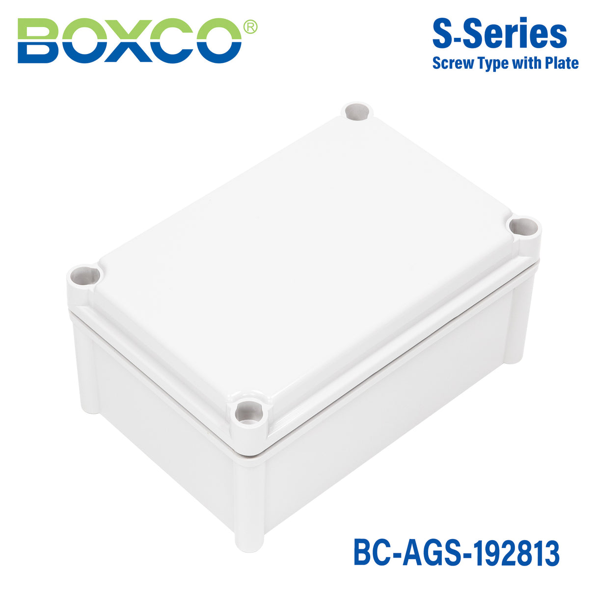 Boxco S-Series 7.48 x 11.02 x 5.12 Inches(190x280x130mm) Plastic Enclosure, IP67, IK08, ABS, Grey Cover, Screw Type