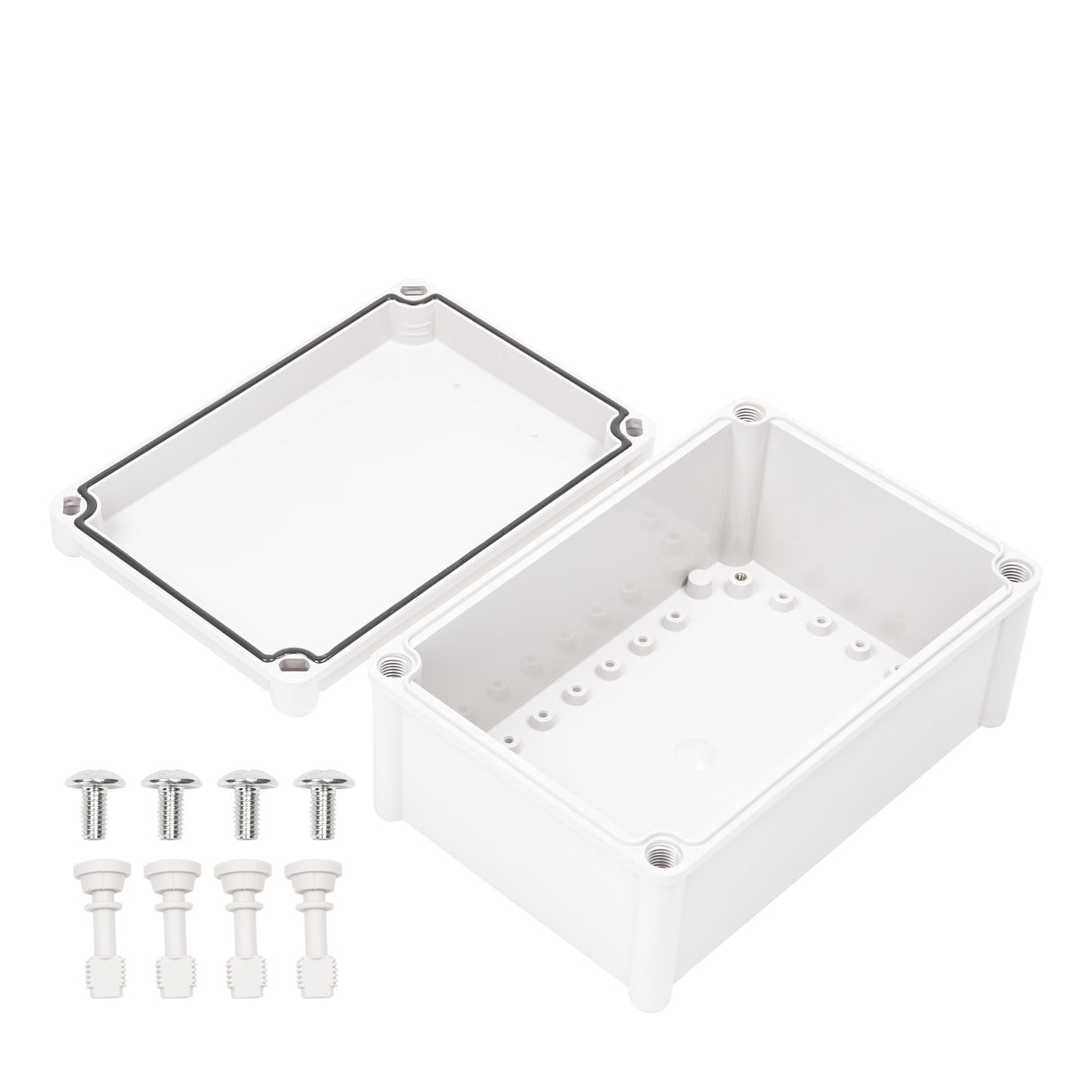 Boxco S-Series 7.48 x 14.96 x 5.12 Inches(190x380x130mm) Plastic Enclosure, IP67, IK08, PC, Grey Cover, Screw Type - PHOTO 2