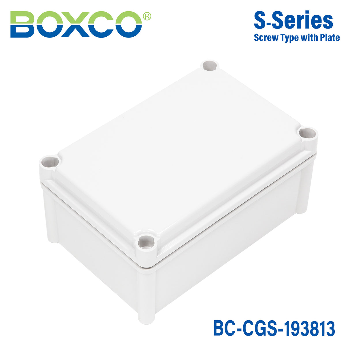 Boxco S-Series 7.48 x 14.96 x 5.12 Inches(190x380x130mm) Plastic Enclosure, IP67, IK08, PC, Grey Cover, Screw Type