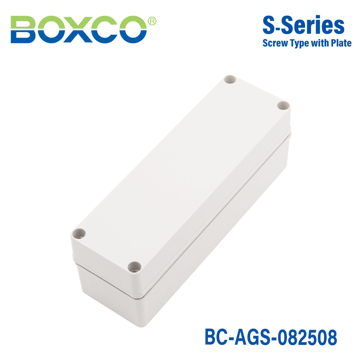 Boxco S-Series 3.15 x 9.84 x 3.35 Inches(80x250x85mm) Plastic Enclosure, IP67, IK08, ABS, Grey Cover, Screw Type
