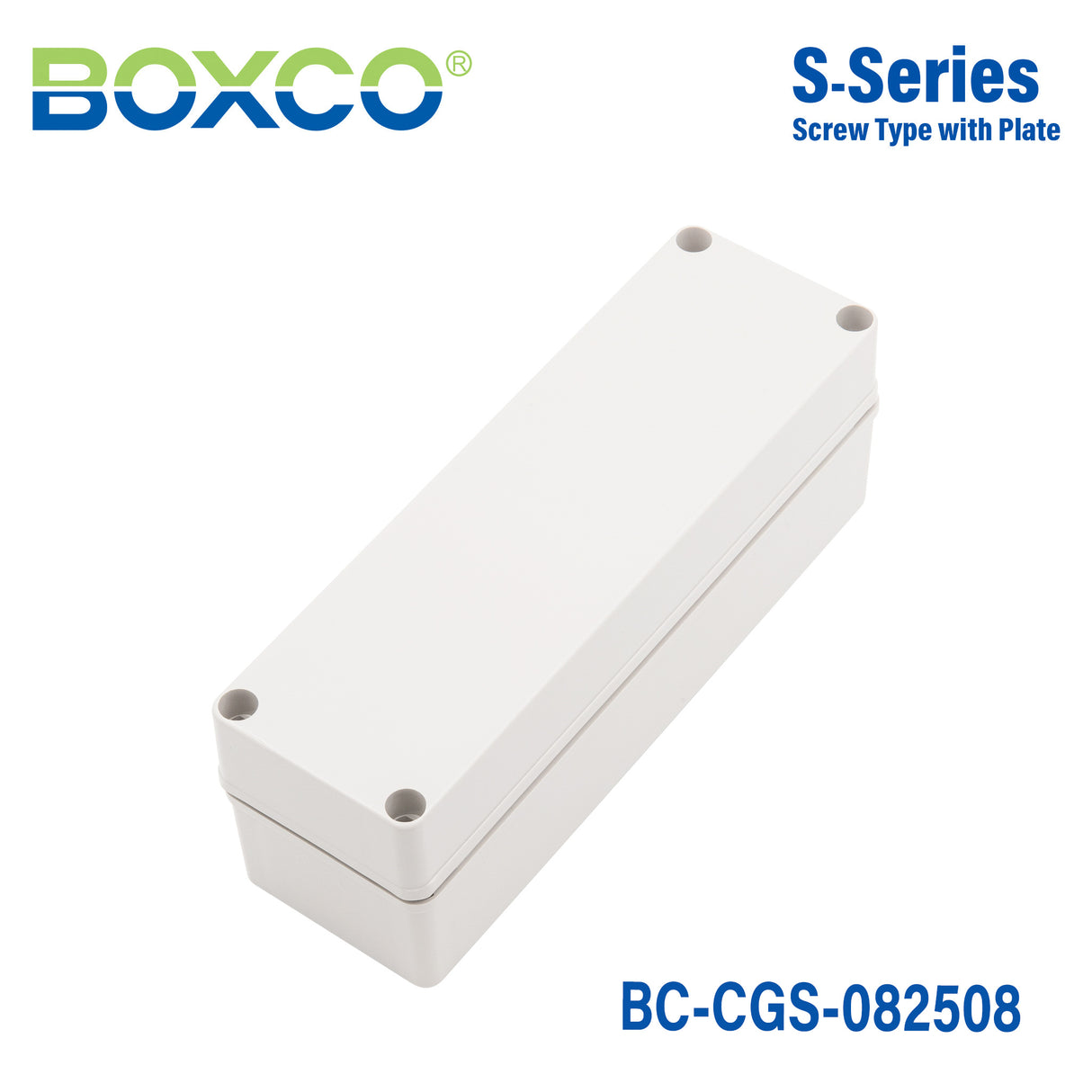 Boxco S-Series 3.15 x 9.84 x 3.35 Inches(80x250x85mm) Plastic Enclosure, IP67, IK08, PC, Grey Cover, Screw Type
