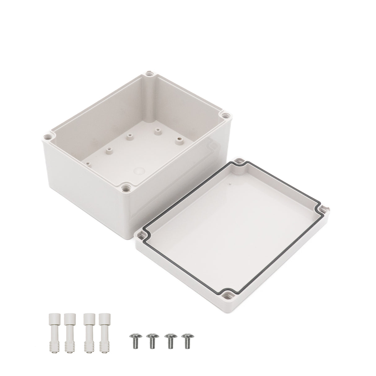 Boxco S-Series 5.91 x 7.87 x 3.94 Inches(150x200x100mm) Plastic Enclosure, IP67, IK08, PC, Grey Cover, Screw Type - PHOTO 3