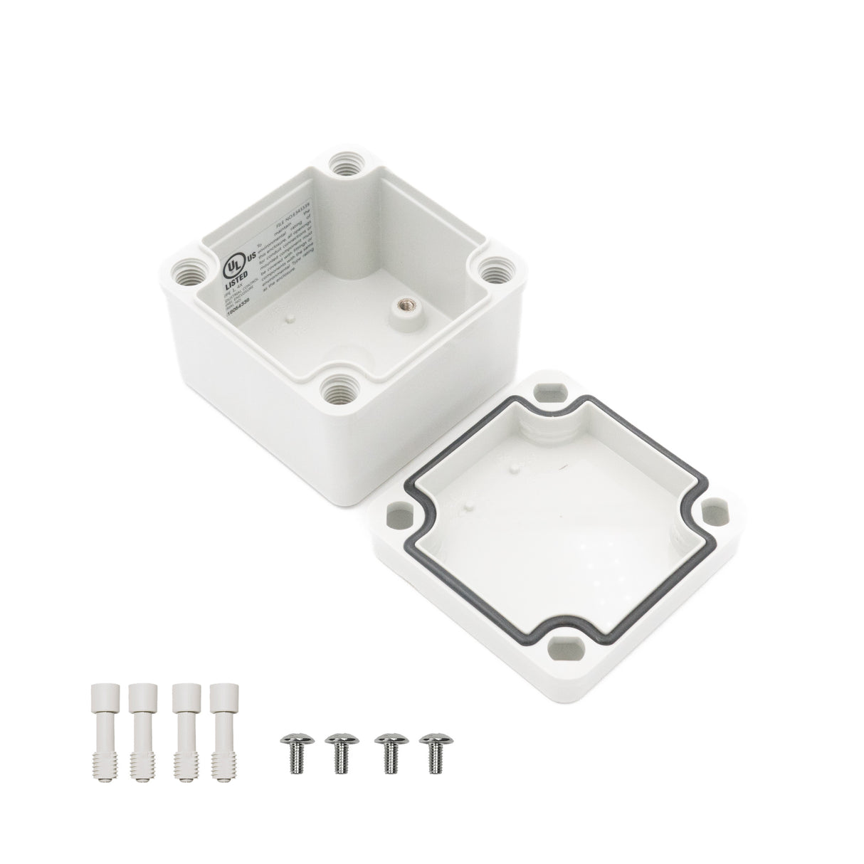 Boxco S-Series 3.15 x 3.15 x 2.36 Inches(80x80x60mm) Plastic Enclosure, IP67, IK08, PC, Grey Cover, Screw Type - PHOTO 3