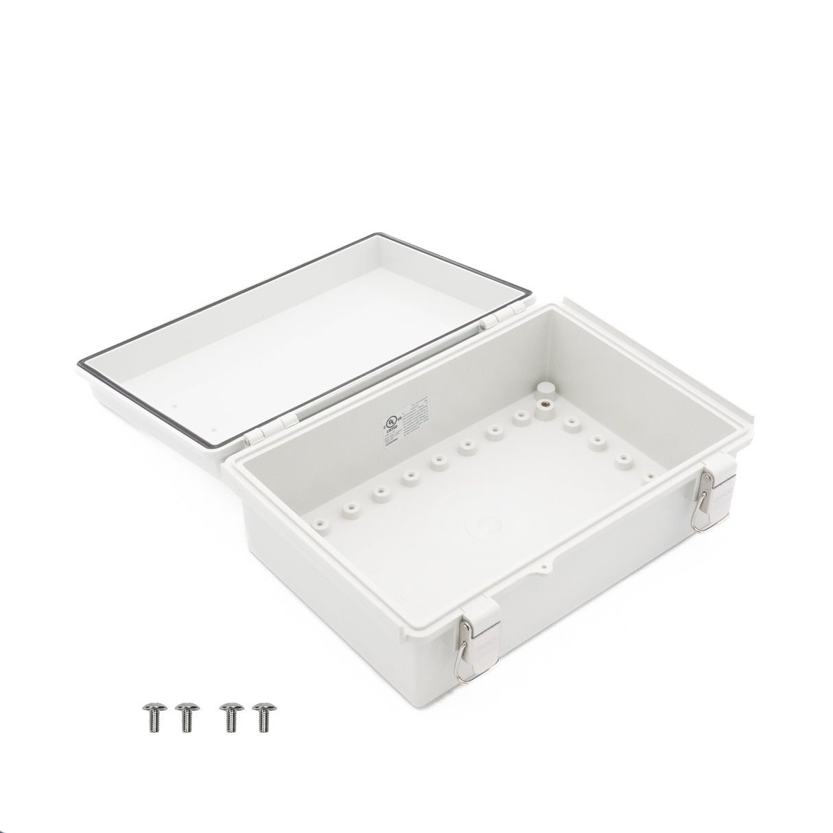 Boxco P-Series 7.48 x 11.02 x 3.94 Inches(190 x 280 x 100mm) Plastic Enclosure, IP67, IK08, PC, Grey Cover, Molded Hinge and Latch Type - PHOTO 2