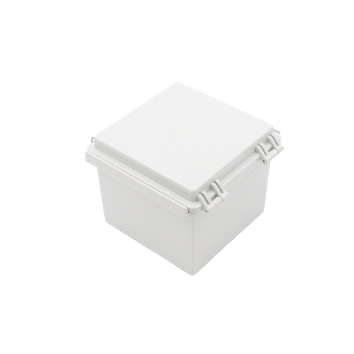 Boxco P-Series 5.91 x 5.91 x 4.72 Inches(150 x 150 x 120mm) Plastic Enclosure, IP67, IK08, PC, Grey Cover, Molded Hinge and Latch Type - PHOTO 1