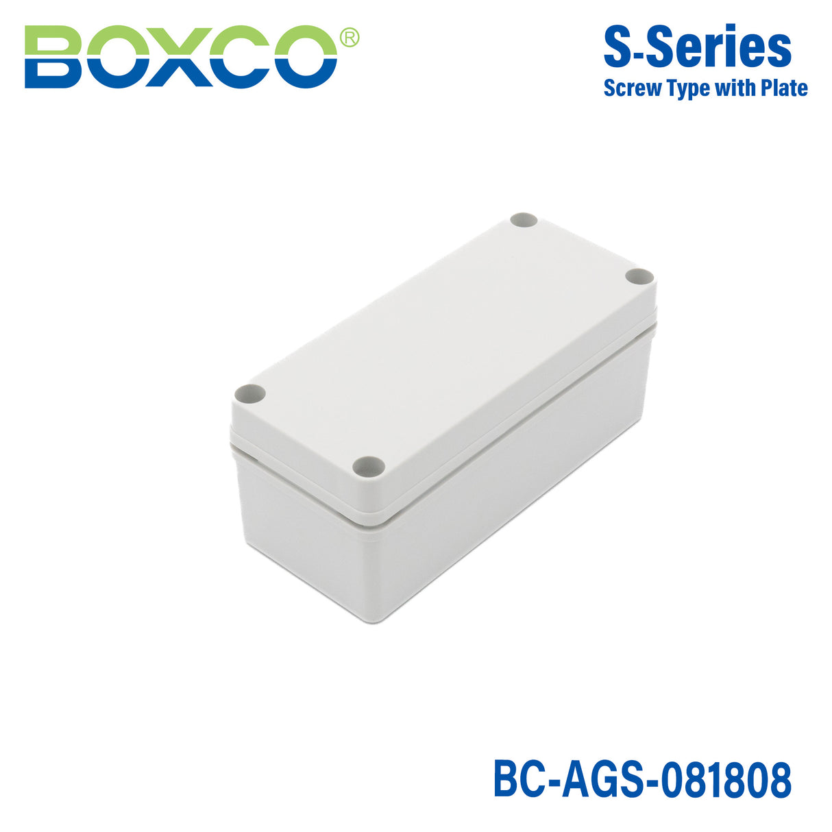Boxco S-Series 3.15 x 7.09 x 3.35 Inches(80x180x85mm) Plastic Enclosure, IP67, IK08, ABS, Grey Cover, Screw Type