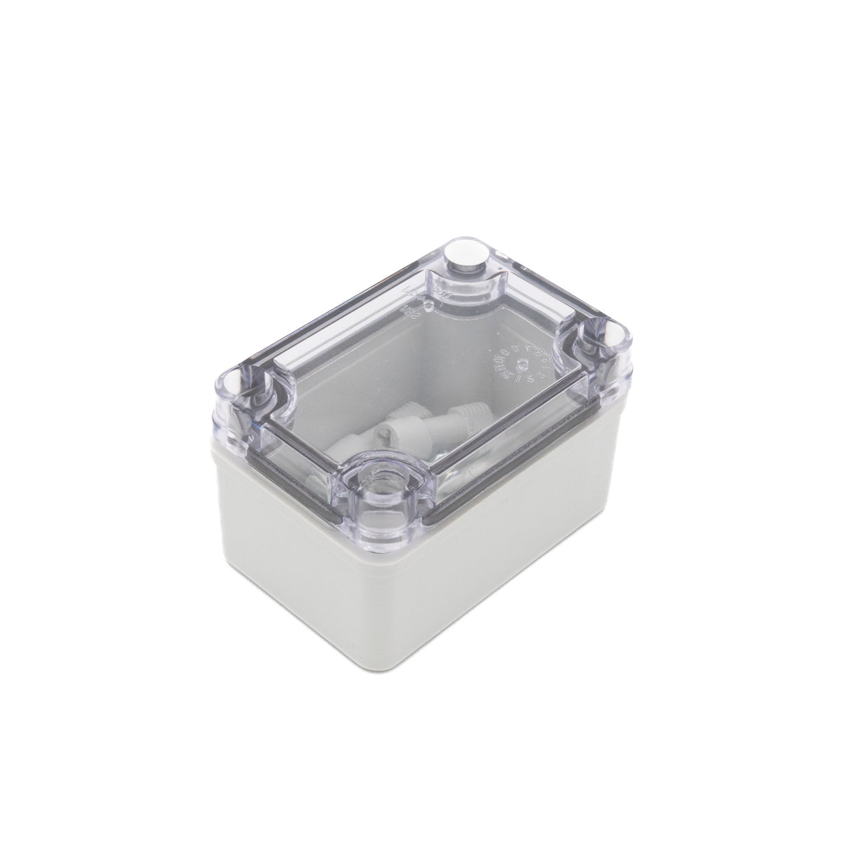 Boxco S-Series 2.56 x 3.74 x 2.17 Inches(65x95x55mm) Plastic Enclosure, IP67, IK08, PC, Transparent Cover, Screw Type - PHOTO 1