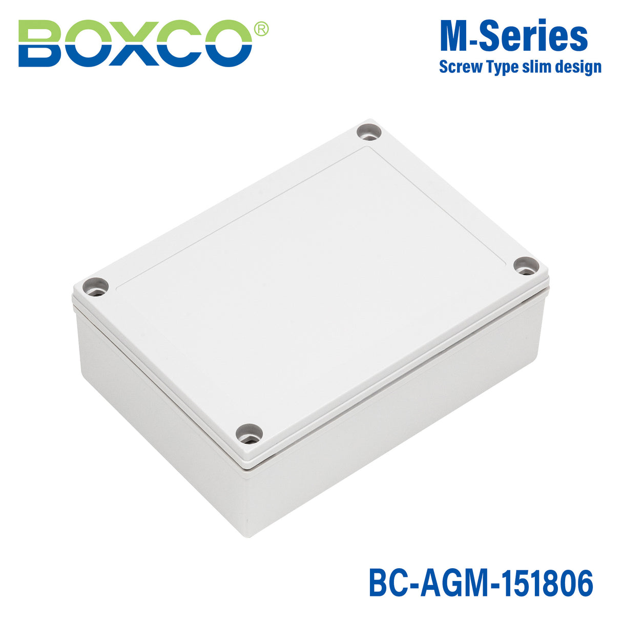 Boxco M-Series 5.91 x 7.09 x 2.36 Inches(150 x 180 x 60mm) Plastic Enclosure, IP67, IK08, ABS, Grey Cover, Screw Type