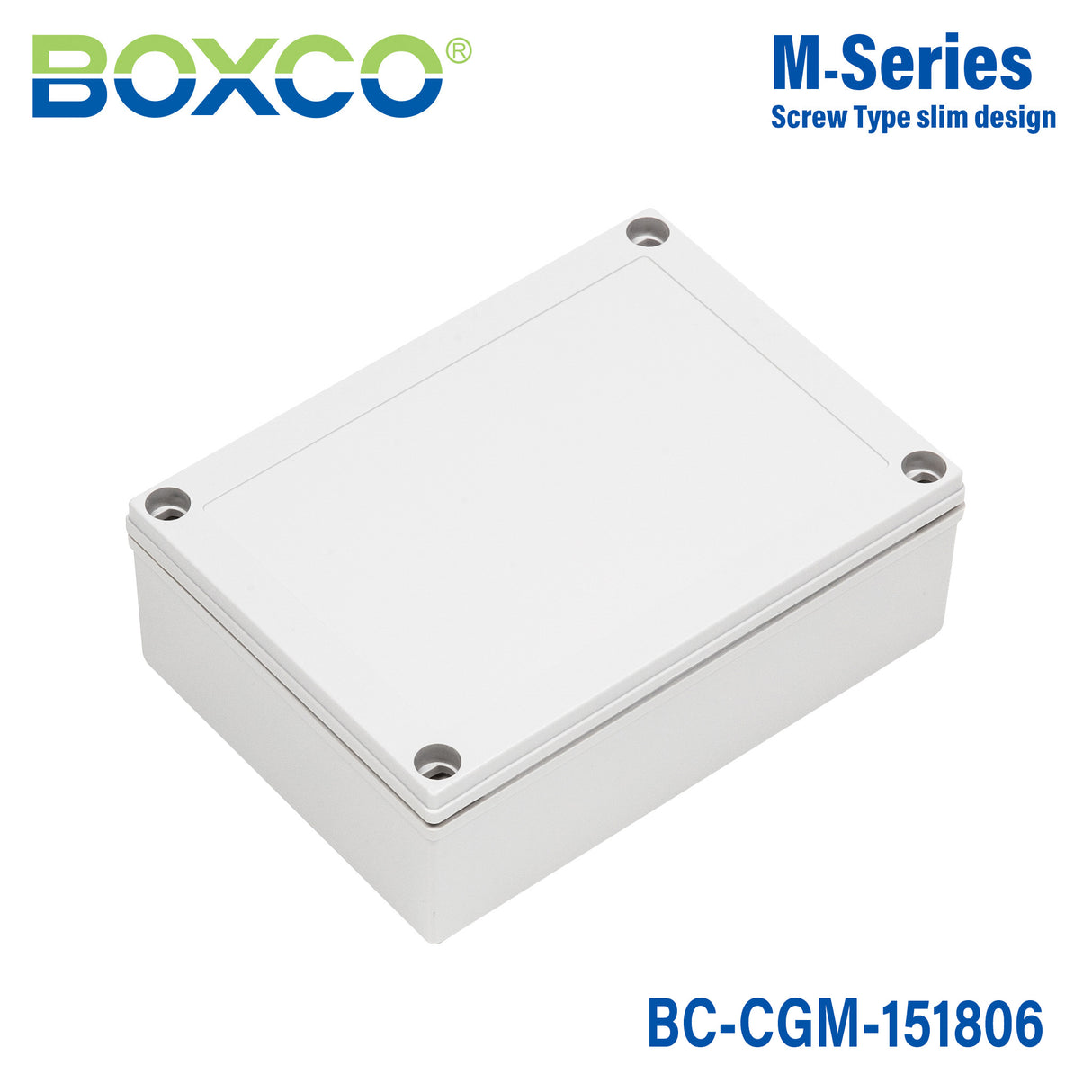 Boxco M-Series 5.91 x 7.09 x 2.36 Inches(150 x 180 x 60mm) Plastic Enclosure, IP67, IK08, PC, Grey Cover, Screw Type