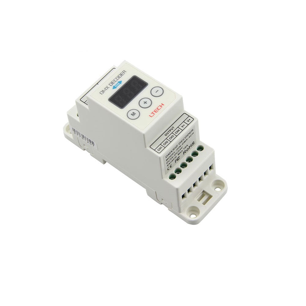 Ltech DIN-DMX-350-4CH Constant Current Decoder - DMX/RDM