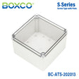 Boxco S-Series 7.87 x 7.87 x 5.12 Inches(200x200x130mm) Plastic Enclosure, IP67, IK08, ABS, Transparent Cover, Screw Type