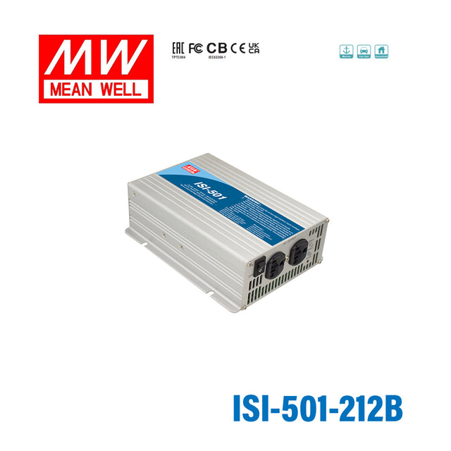 Mean Well ISI-501-212B True Sine Wave DC-AC Inverter 450W 110V out 12V in with MPPT Solar Charger