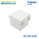 Boxco P-Series 5.91 x 5.91 x 4.72 Inches(150 x 150 x 120mm) Plastic Enclosure, IP67, IK08, PC, Grey Cover, Molded Hinge and Latch Type