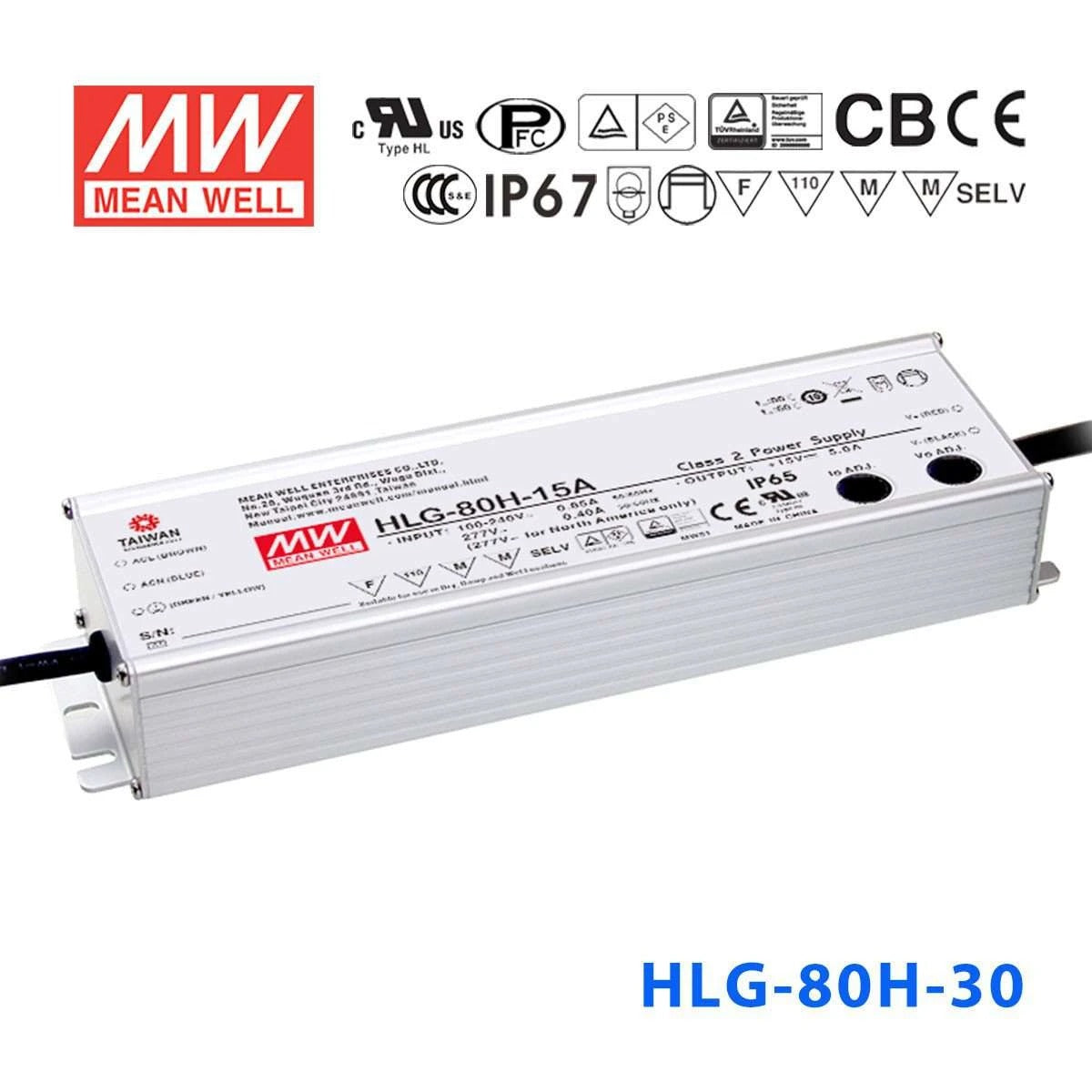 Mean Well HLG-80H-30 Power Supply 80W 30V 2.7A