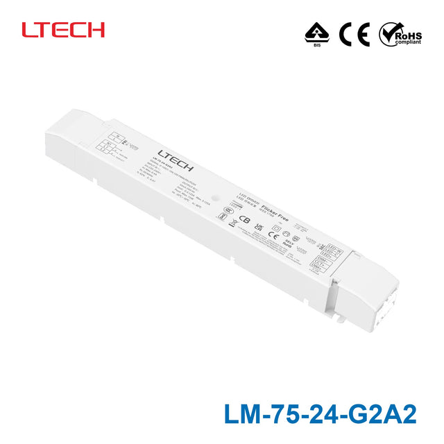 Ltech LM-75-24-G2A2 75W 24VDC CV LED Driver - 0/1-10Vdimmable
