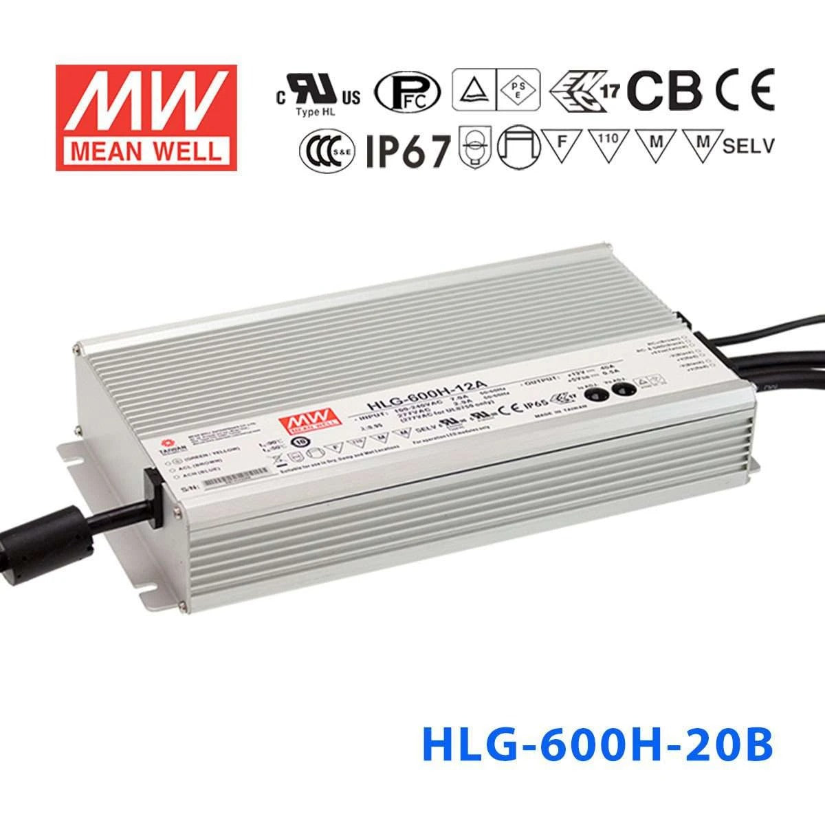 Mean Well HLG-600H-20B Power Supply 560W 20V- Dimmable 28A