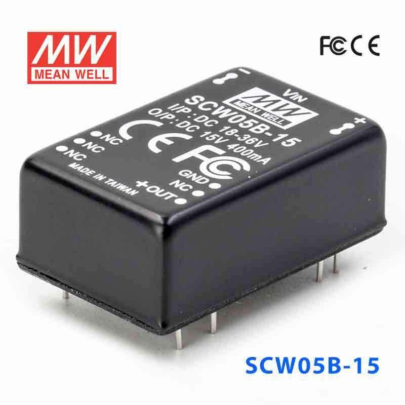 Mean Well SCW05B-15 DC-DC Converter - 5W 18~36V DC in 15V out