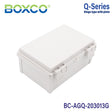 Boxco Q-Series 7.87 x 11.81 x 5.12 Inches(200 x 300 x 130mm) Plastic Enclosure, IP67, IK08, ABS, Grey Cover, Hinge Type with Plate