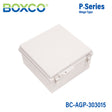 Boxco P-Series 11.81 x 11.81 x 5.91 Inches(300 x 300 x 150mm) Plastic Enclosure, IP67, IK08, ABS, Grey Cover, Molded Hinge and Latch Type