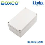 Boxco S-Series 5.91 x 9.84 x 3.94 Inches(150x250x100mm) Plastic Enclosure, IP67, IK08, PC, Grey Cover, Screw Type