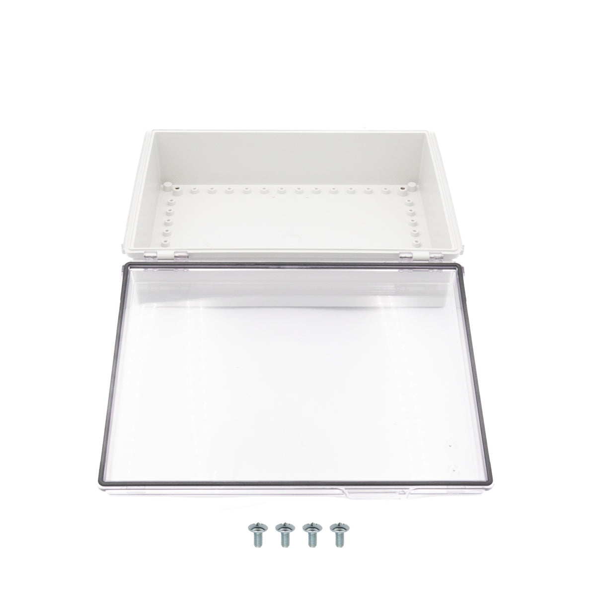 Boxco P-Series 11.81 x 15.75 x 4.72 inches(300 x 400 x 120mm) Plastic Enclosure, IP67, IK08, PC, Transparent Cover, Molded Hinge and Latch Type - PHOTO 1