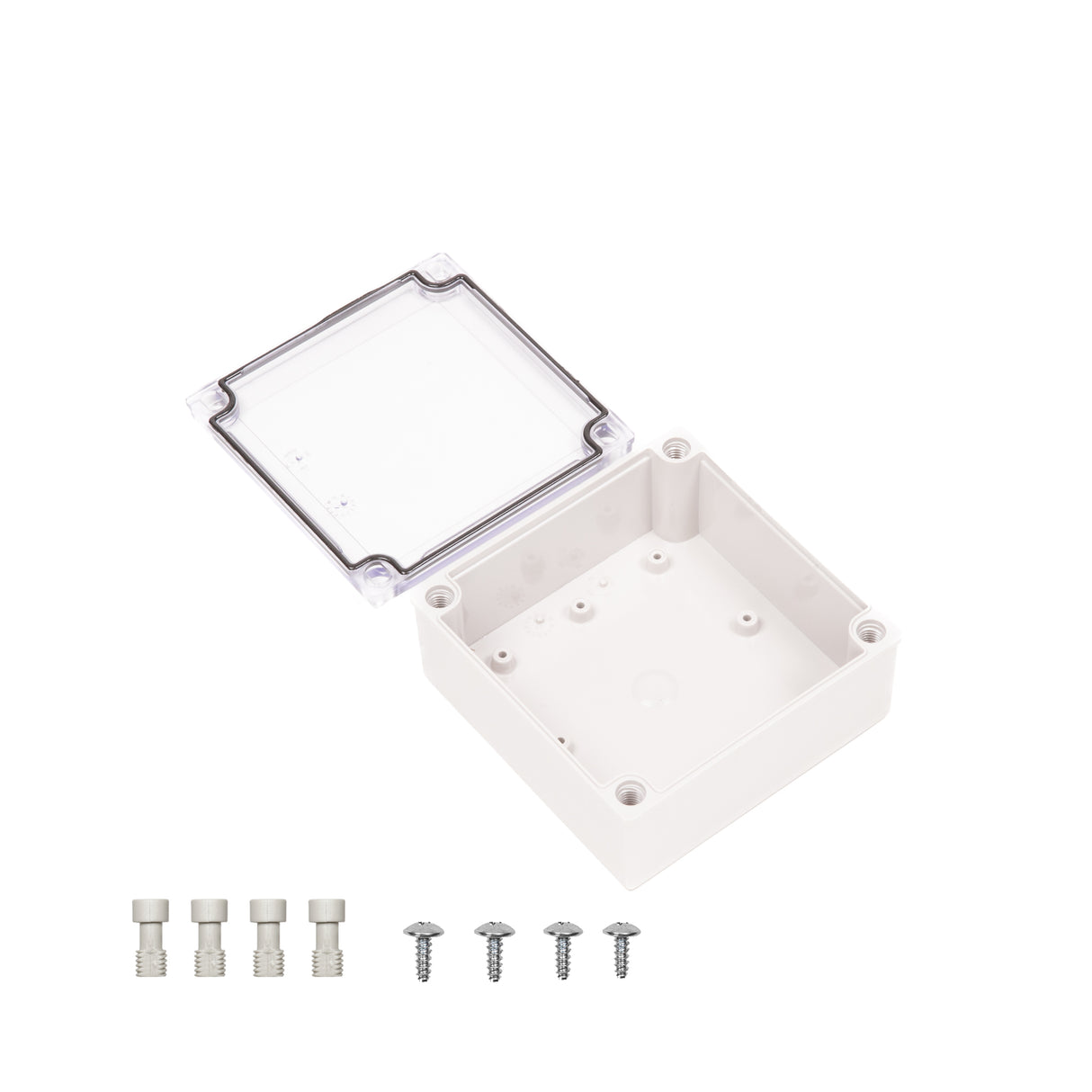 Boxco M-Series 5.12 x 5.12 x 2.36 Inches(130 x 130 x 60mm) Plastic Enclosure, IP67, IK08, PC, Transparent Cover, Screw Type - PHOTO 2