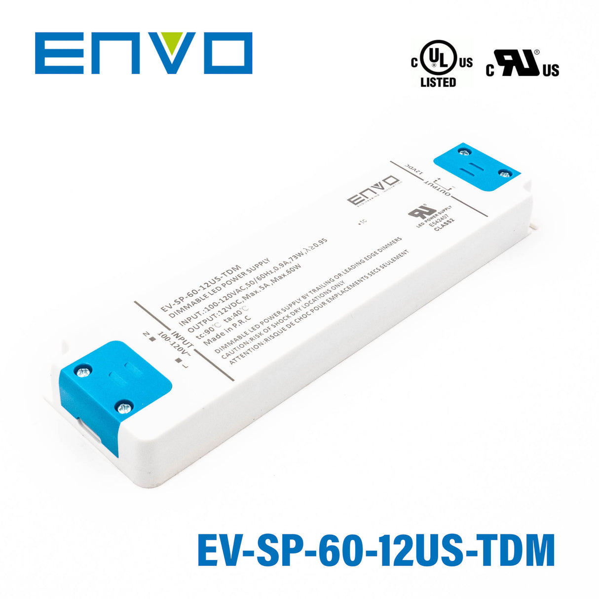 ENVO EV-SP-60-12US-TDM Triac Dimmable LED Driver 60W 12V 5A