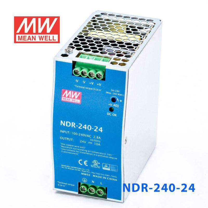 Mean Well NDR-240-24 Single Output Industrial Power Supply 240W 24V 10A - DIN Rail - PHOTO 1
