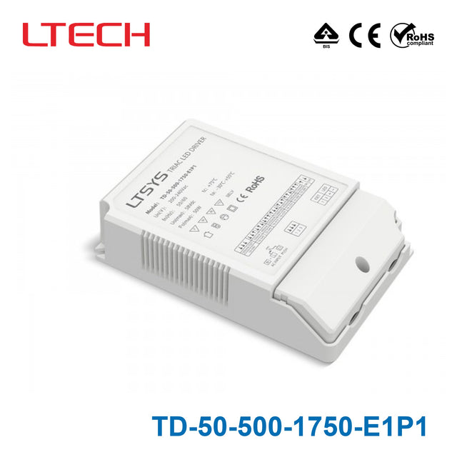 TD-50-500-1750-E1P1 50W 500-1750mA CC Triac LED Driver -  Selectable Output