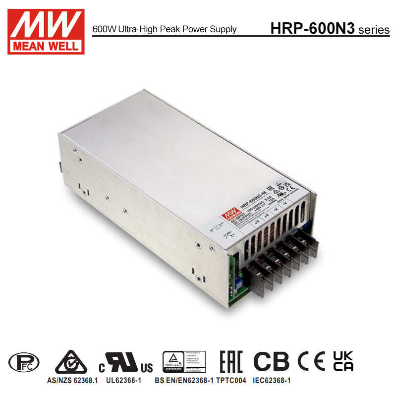 Mean Well HRP-600N3-24 Power Supply 648W 24V, 350% peak power model