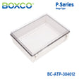 Boxco P-Series 11.81 x 15.75 x 4.72 Inches(300 x 400 x 120mm) Plastic Enclosure, IP67, IK08, ABS, Transparent Cover, Molded Hinge and Latch Type