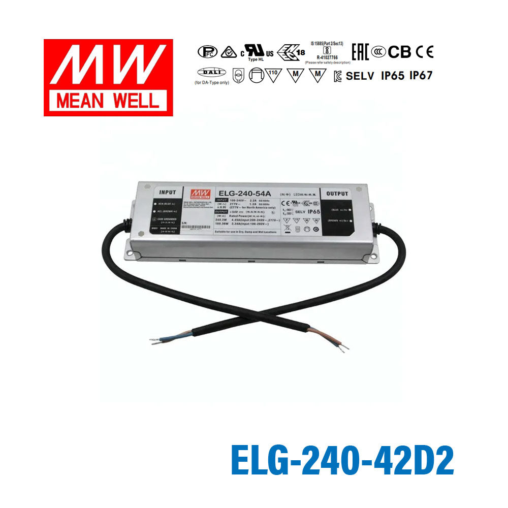 Mean Well ELG-240-42D2 AC-DC Single output LED Driver Mix Mode (CV+CC) with PFC 5.71A