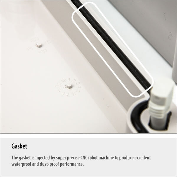 Boxco P-Series 15.75 x 23.62 x 7.09 Inches(400 x 600 x 180mm) Plastic Enclosure, IP67, IK08, ABS, Grey Cover, Molded Hinge and Latch Type - PHOTO 2