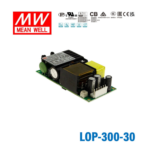 Mean Well LOP-300-30 300W 4"×2" Low Profile Open Frame Power Supply 27V