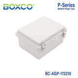 Boxco P-Series 170x220x100mm Plastic Enclosure, IP67, IK08, ABS, Grey Cover, Molded Hinge and Latch Type