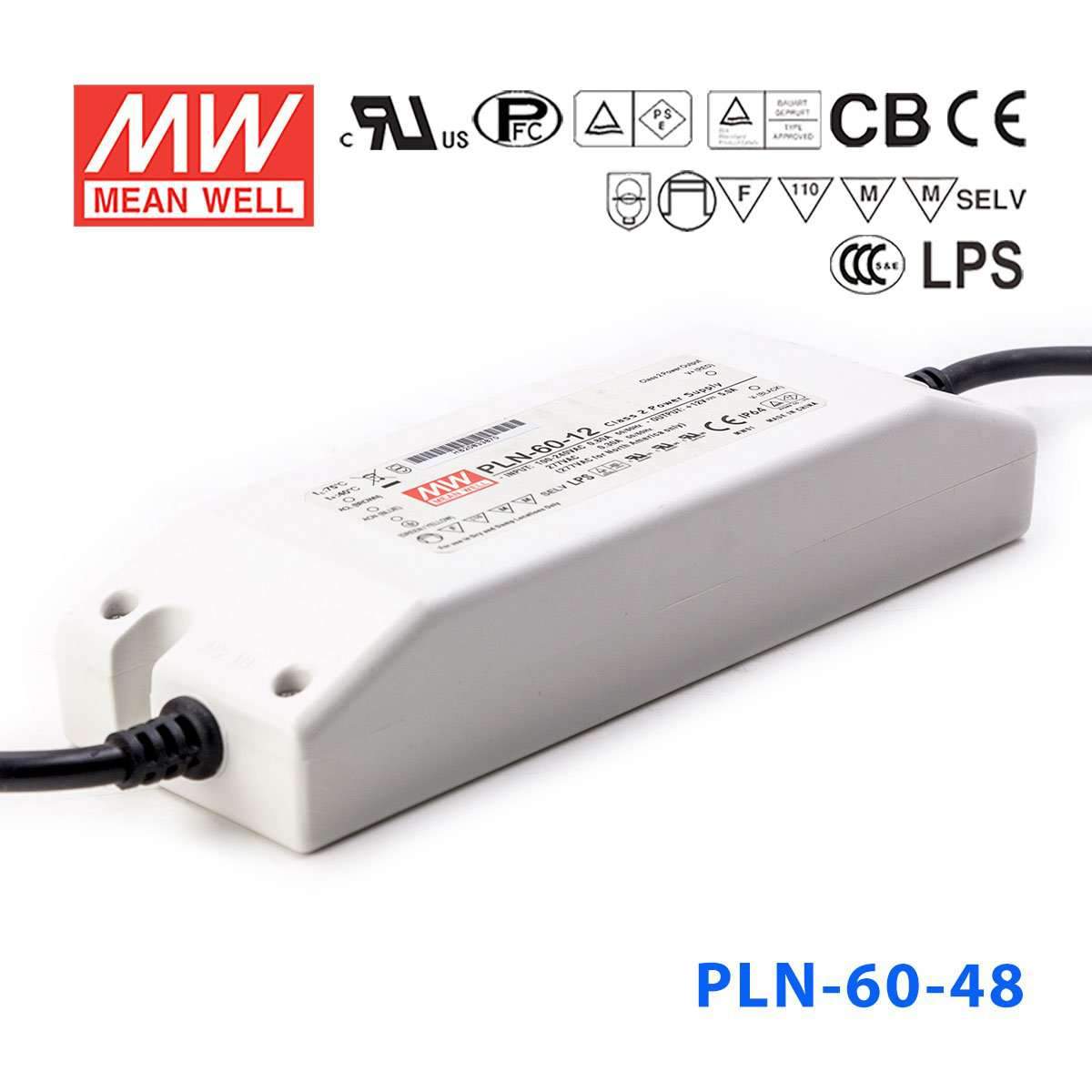 Mean Well PLN-60-48 Power Supply 60W 48V - IP64 1.3A